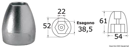 Końcóka do silnika Bravo III - Magnesium ogive anode for Bravo III - Kod. 43.966.52 3