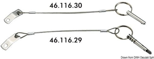 Płytka inox + kabel inox Ø mm 1,6 + kołek inox. Wersja z kołkiem ze sprężyną i składanym języczkiem (46.116.31) - Kod. 46.116.29 3