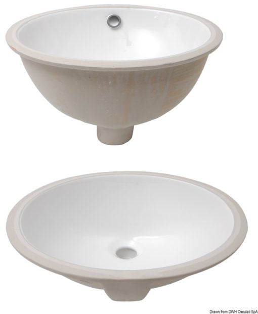 Weiße Keramikwaschbecken, oval, bündig, Unterbau - Kod. 50.188.97 3
