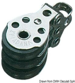 Bloczki mini Regatta VIADANA dla lin do 6 mm - Podwójny z knagą zaciskową i zaczepem - Kod. 55.040.07 17