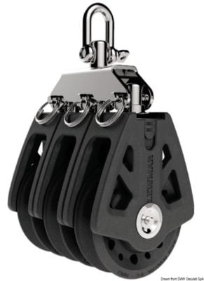 Lewmar Synchro Blocks - For rope size mm. 8/10 - Triple with becket and cam cleat - Kod. 68.310.61 25