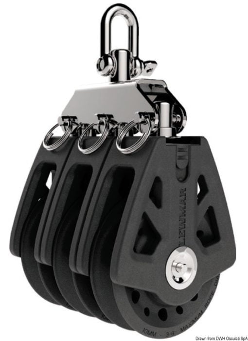 Lewmar Synchro Blocks - For rope size mm. 8/10 - Triple with becket and cam cleat - Kod. 68.310.61 13