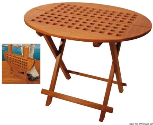 Stolik składany owalny ARC z prawdziwego drewna tekowego - Teak oval table 80x65x57 cm - Kod. 71.306.15 3