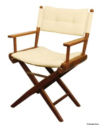 Krzesło składane ARC z prawdziwego drewna tekowego - Teak chair blue padded fabric - Kod. 71.326.30 8