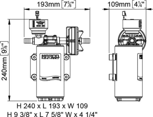 Marco UP10/E-BR 12/24V bronze gear pump with electronic pressure sensor 18 l/min - Kod 16474015 7