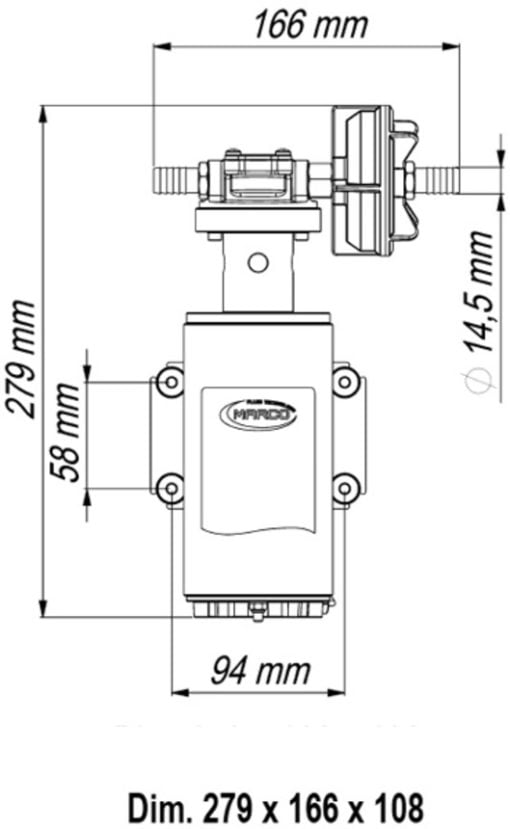 Marco UP10-HD Heavy duty pump with flange, 7 bar, 18 l/min (24 Volt) - Kod 16440513 4