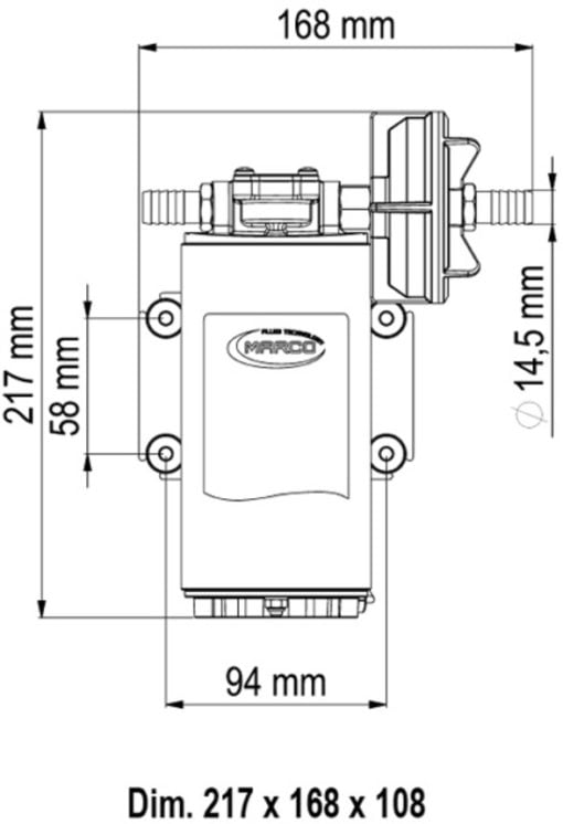 Marco UP10-P Heavy duty pump 18 l/min - PTFE gears - VITON O-Rings (12 Volt) - Kod 16440212 4