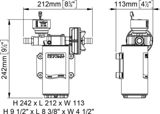 Marco UP12/E-BR 12/24V bronze gear pump with electronic pressure sensor 36 l/min - Kod 16475015 8