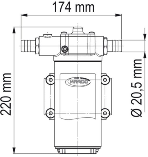 Marco UP14-PV PTFE Gear pump with check valve 46 l/min (12 Volt) - Kod 16450412 6