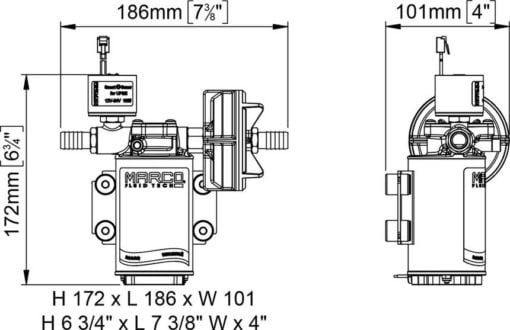 Marco UP3/E-BR 12/24V bronze gear pump with electronic pressure sensor 15 l/min - Kod 16471015 8