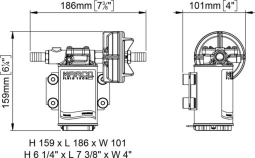 Marco UP3-PV PTFE Gear pump with check valve 15 l/min (24 Volt) - Kod 16400413 6