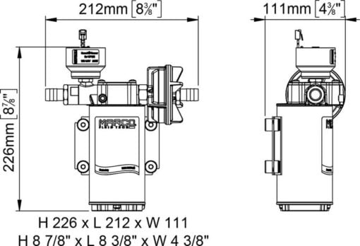 Marco UP6/E-BR 12/24V bronze gear pump with electronic pressure sensor 26 l/min - Kod 16472015 7