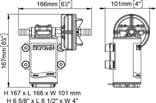 Marco UP8-P Heavy duty pump, PTFE gears 10 l/min (12 Volt) - Kod 16409112 6