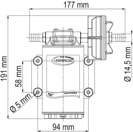 Marco UP9-XC Heavy duty gear pump 12 l/min - s.s. AISI 316 L body (12 Volt) - Kod 16410112 6