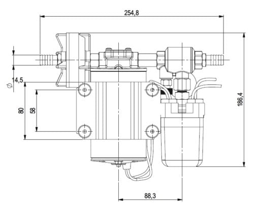 Marco DP9 Deck washing pump kit 4 bar (12 Volt) - Kod 16482012 7